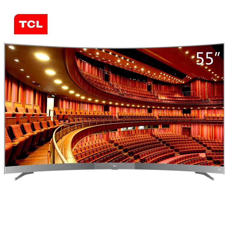京东商城 12号0点：TCL 55英寸32核人工智能 HDR曲面超薄4K电视