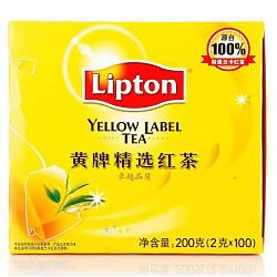 【苏宁易购超市】立顿（Lipton）黄牌精选红茶100包200g 冲调饮品