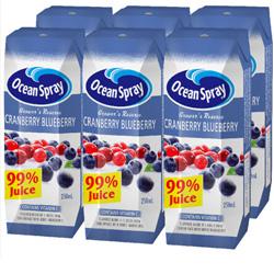 京东商城 Ocean Spray优鲜沛 99%蔓越莓蓝莓复合果汁250ml*6瓶
