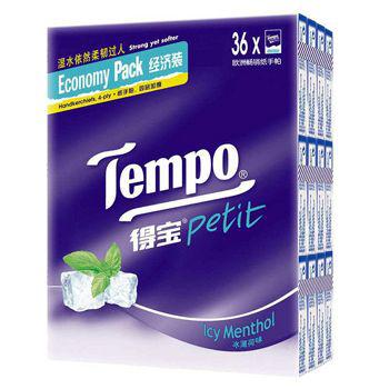 苏宁易购 Tempo得宝 迷你4层手帕纸*36包（冰薄荷味）*7件