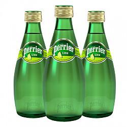 perrier 巴黎水 天然气泡矿泉水 玻璃瓶装 青柠味 330ml*24瓶