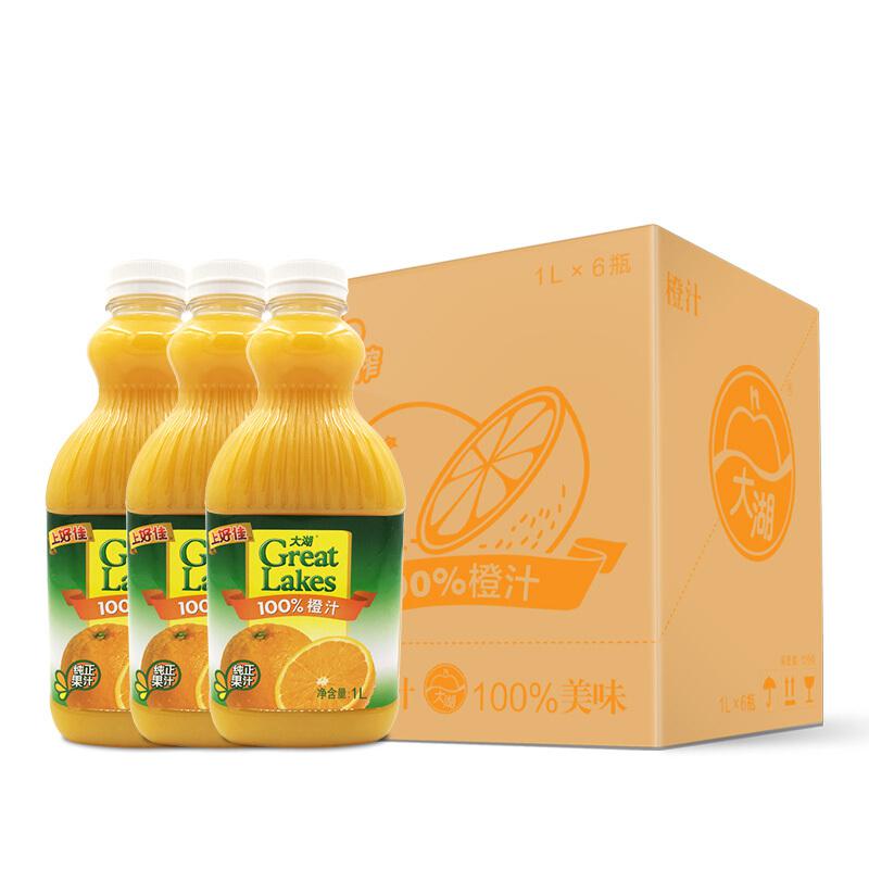 大湖 100%果汁 橙汁 1L×6瓶