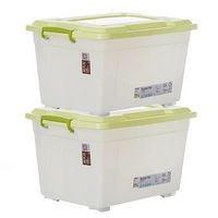 [当当自营]禧天龙Citylong 半透明塑料滑轮收纳箱2个装 6099 中粉绿 大号环保衣物储物整理箱收纳盒