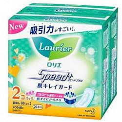 日本进口 花王KAO乐而雅（laurier） 柔肤贴身日用卫生巾20.5cm*30片x2包 *5件