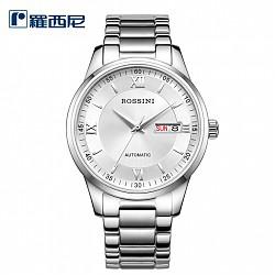 罗西尼(ROSSINI)手表 雅尊商务系列白盘钢带进口机芯双历机械情侣表男表515701W01A