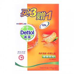 【苏宁超市】Dettol滴露 健康抑菌香皂 自然清新 买3赠1特惠装（115克*4块） *2件