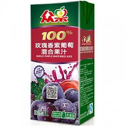 【苏宁超市】众果100%玫瑰香紫葡萄混合果汁1L×6盒 便携装