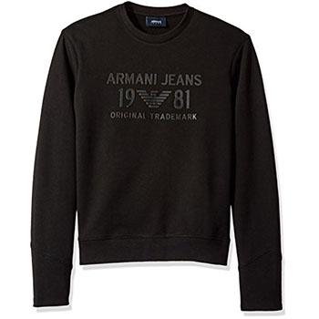 Armani Jeans Logo印花圆领长袖休闲上衣
