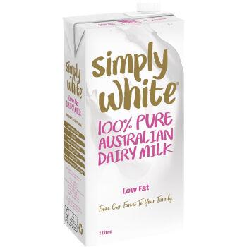 Simply white 低脂UHT牛奶 1L*12盒*3件+Laciate 半脱脂牛奶 0.5L*8盒