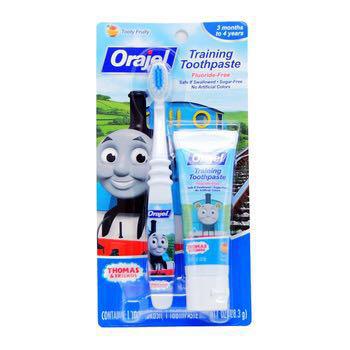 Orajel 欧乐 托马斯 无氟可吞咽牙膏 + 牙刷套装*2件