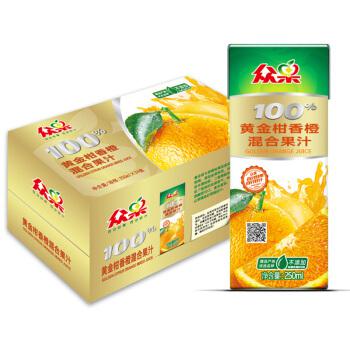 众果100% 黄金柑香橙混合果汁 250ml×24盒 *5件