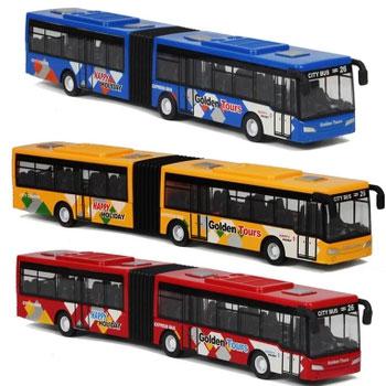 鸭小贱 合金回力巴士双节铰接公共汽车大巴士公交车儿童玩具模型