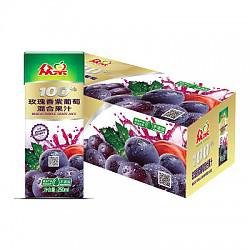 苏宁易购众果100%玫瑰香紫葡萄混合果汁250ml×16盒