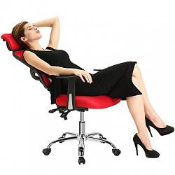 心家宜 XM_607B 带头枕进口网布舒适 电脑椅 (豪华版激情红)