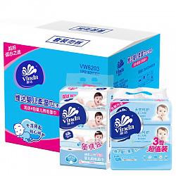 维达（Vinda） 湿巾 婴儿手口可用 80片*3包（加送4包婴儿用纸面巾）（整箱销售）