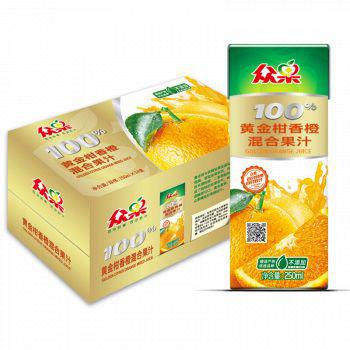 众果 100% 黄金柑香橙混合果汁饮料（250ml×24盒）