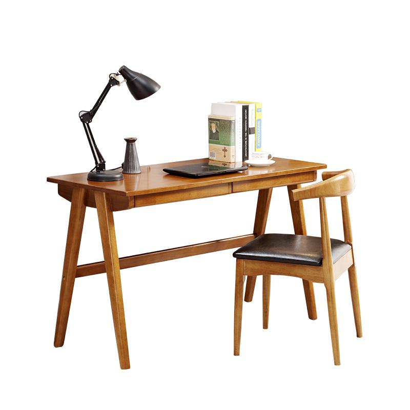 夏树 HY001 实木带抽屉书桌 1米+牛角椅