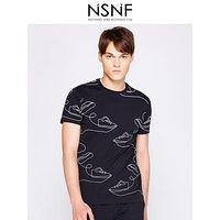 NSNF 手绘线形图案纯棉男款T恤