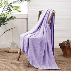 大朴（DAPU）毯子家纺 A类毯子 纯棉多功能线毯 针织毯 办公室盖毯 居家毯子 沙发毯 紫色 830g 130*150cm