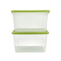 [当当自营]禧天龙Citylong 大号塑料收纳箱2个装 6348 透明绿 环保整理箱衣物储物箱