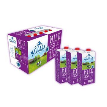 Milcasa 美莎 全脂牛奶 1L*12盒*2件+瑞士小姐 牛奶巧克力冲饮粉 207g*2件