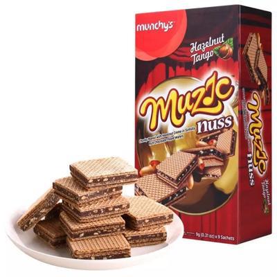 Munchy's 马奇新新 巧克力榛子夹心威化饼干81g（9g*9袋）*2盒