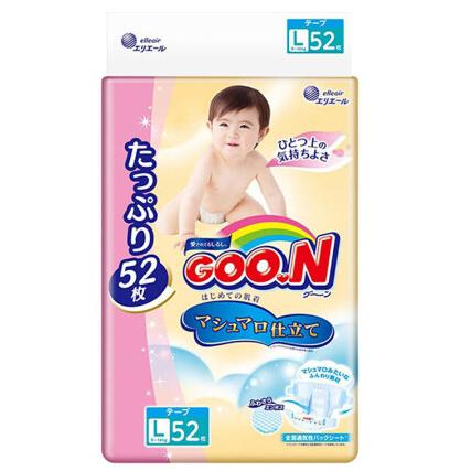 日本大王(GOO.N) 天使系列 棉花糖婴儿纸尿裤 大号L52片(9-14kg) 原装进口