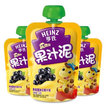 Heinz/亨氏 苹果黑加仑 乐维滋果汁泥  120g *3件