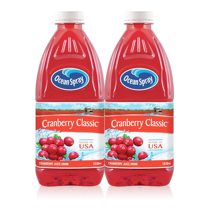 美国进口 Ocean Spray 优鲜沛 蔓越莓果汁饮料 1.5L*2瓶 礼盒装