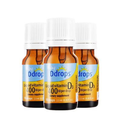 Ddrops 维生素D3 宝宝补钙滴剂 90滴*3瓶