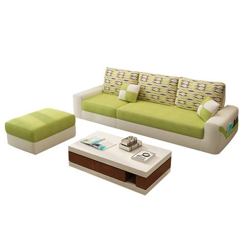 紫茉莉 简约现代可拆洗小户型布艺沙发(三位+普通脚踏+茶几)