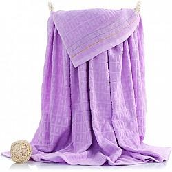 三利纯棉素色良品毛巾被 缎档回型毛毯 居家办公午休四季通用盖毯 单人150×200cm 紫丁香色