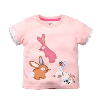 Purrfect diary咕噜日记 儿童小小兔伙伴贴布刺绣蕾丝短袖T恤1-8岁