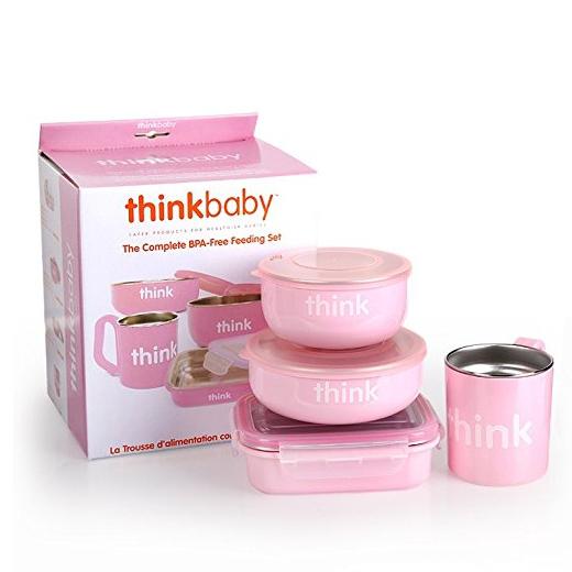 Thinkbaby 不锈钢餐具套装 4件套 粉色