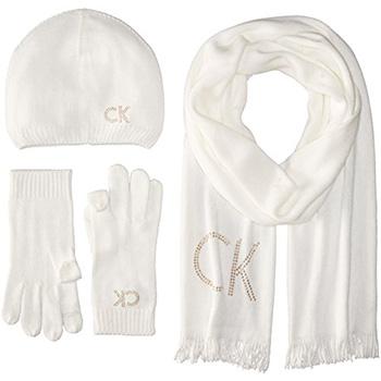 Calvin Klein 女士logo羊绒围巾 限白色款