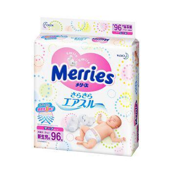 日本花王(Merries)妙而舒纸尿裤 增量装 新生儿NB96片(0-5kg) 原装进口