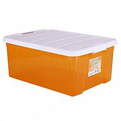 爱丽思IRIS 塑料收纳箱整理箱大号彩色透明衣物收纳箱环保储物箱白/透明橙SSB-40 *3件