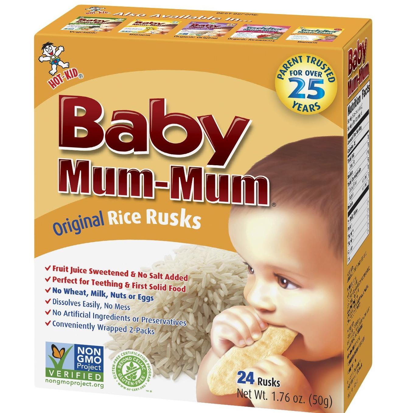 HOT-KID baby mum婴儿有机磨牙米饼 原味 6盒装 *3件