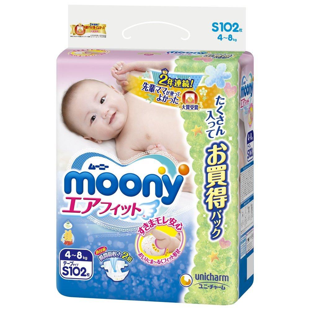 Moony 尤妮佳 腰贴型 婴儿纸尿裤 S号 102片