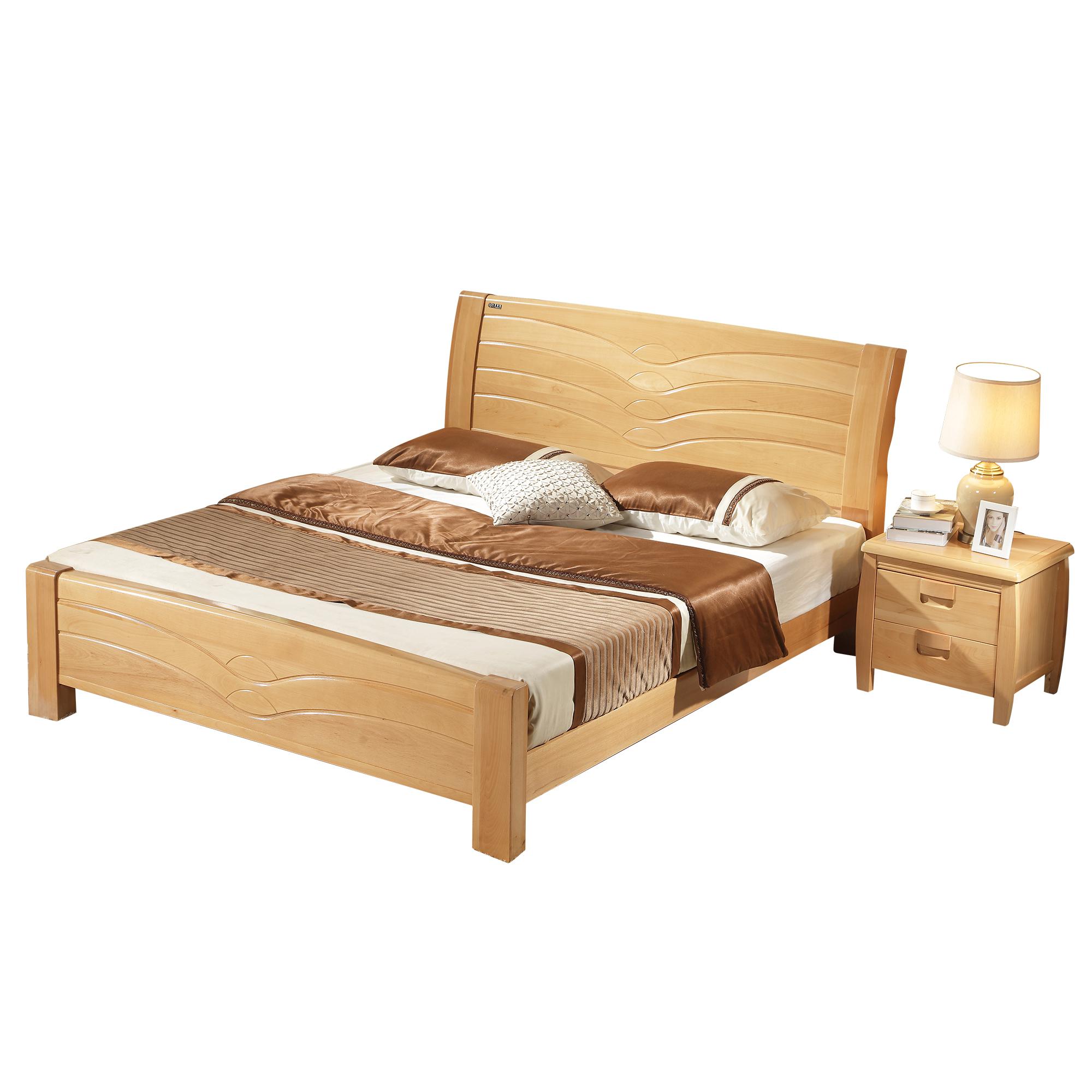 美天乐 榉木中式实木床 框架款 1.8*2米