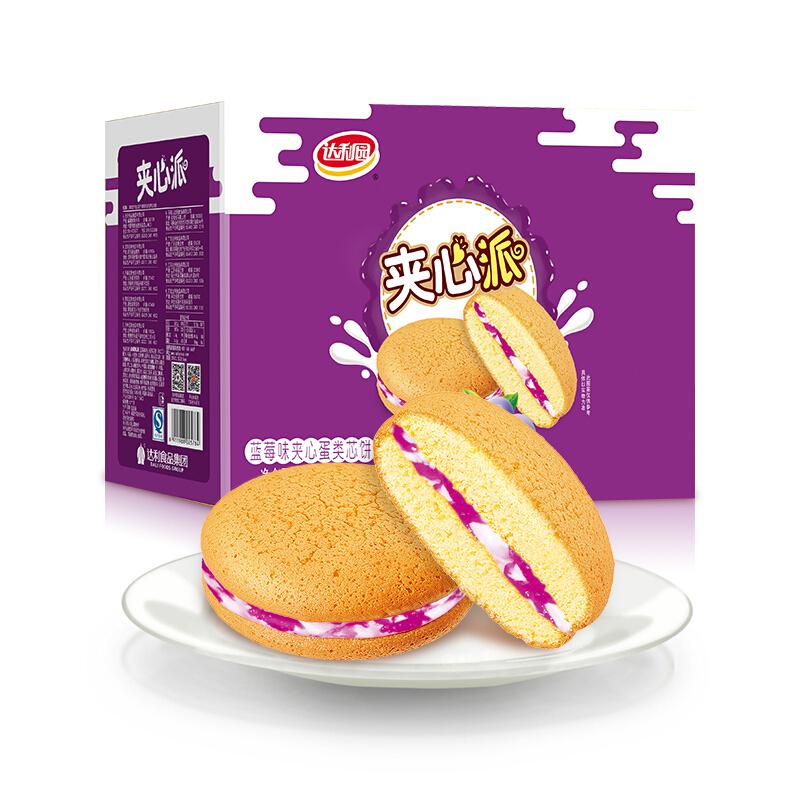 达利园 夹心派蓝莓味面包饼干蛋糕 1000g*2箱