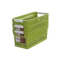 [当当自营]禧天龙Citylong 塑料桌面收纳筐3个装 7102 草绿色 环保材质中号收纳盒