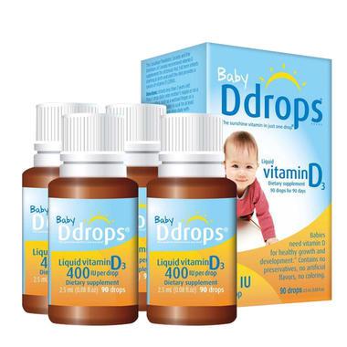 Ddrops 婴儿维生素D3滴剂 90滴  *4件