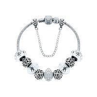 DIAMOND STYLE 女士施华洛世奇镶钻珠珠手链/蛇骨链 银色 *3件