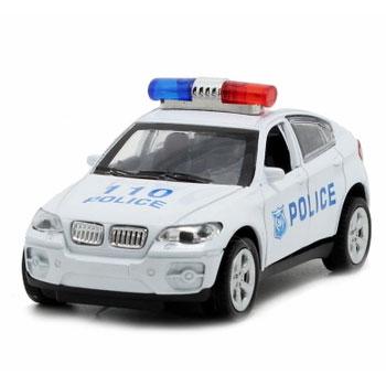 鸭小贱 合金车模1:32仿真宝马X6警车消防车声光回力儿童玩具F1016