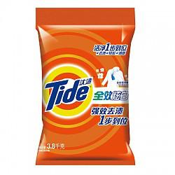 （去渍不含磷）汰渍(Tide)全效炫白加衣领净精华洗衣粉 3.8kg/袋