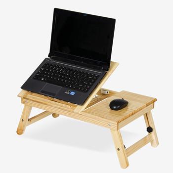 慧乐家 电脑桌 网格升降电脑托盘 可折叠散热笔记床上电脑桌 本色 33008