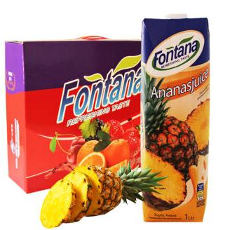 【京东超市】塞浦路斯进口 芳塔娜（Fontana）菠萝汁1L*4瓶 整箱