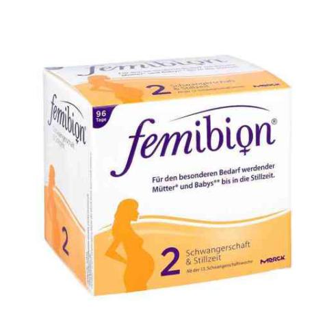 femibion 孕妇维生素D3+DHA+400ug叶酸2段口服片 含碘版 2x96粒
