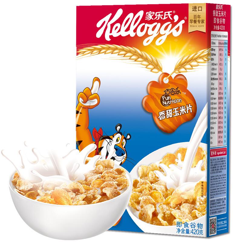 【京东超市】家乐氏（Kellogg’s）香甜玉米片 进口麦片 即食冲饮 营养谷物早餐420g *2件